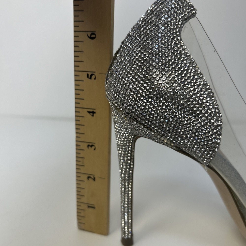 Steve Madden Malibu-R Rhinestone Clear Pumps Silver Stiletto Heels Size 10 M - Picture 10 of 10